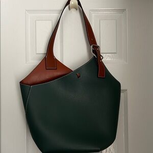 Source Unknown Forest Green and Chestnut Shoulder Bag